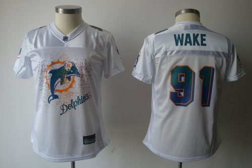 Dolphins #91 Cameron Wake White 2011 Women's Fem Fan NFL Jersey - Click Image to Close